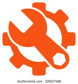 Service Tools vector icon. Style is flat symbol, orange color, rounded angles, white background.