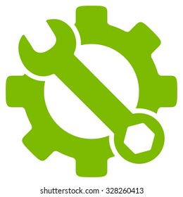 Service Tools vector icon. Style is flat symbol, eco green color, rounded angles, white background.