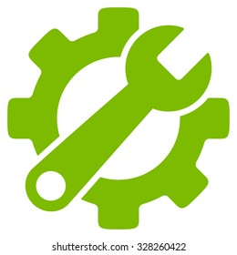 Service Tools vector icon. Style is flat symbol, eco green color, rounded angles, white background.