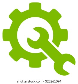 Service Tools vector icon. Style is flat symbol, eco green color, rounded angles, white background.