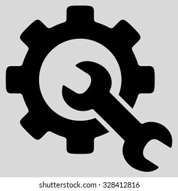Service Tools vector icon. Style is flat symbol, black color, rounded angles, light gray background.
