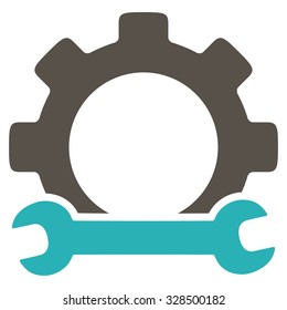 Service Tools vector icon. Style is bicolor flat symbol, grey and cyan colors, rounded angles, white background.