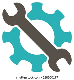 Service Tools vector icon. Style is bicolor flat symbol, grey and cyan colors, rounded angles, white background.