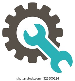 Service Tools vector icon. Style is bicolor flat symbol, grey and cyan colors, rounded angles, white background.