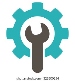 Service Tools vector icon. Style is bicolor flat symbol, grey and cyan colors, rounded angles, white background.