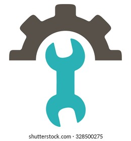 Service Tools vector icon. Style is bicolor flat symbol, grey and cyan colors, rounded angles, white background.