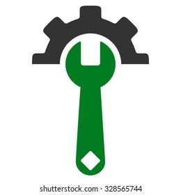 Service Tools vector icon. Style is bicolor flat symbol, green and gray colors, rounded angles, white background.