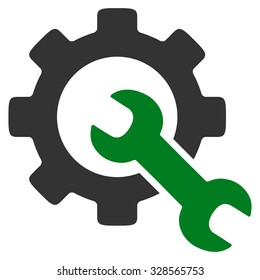 Service Tools vector icon. Style is bicolor flat symbol, green and gray colors, rounded angles, white background.