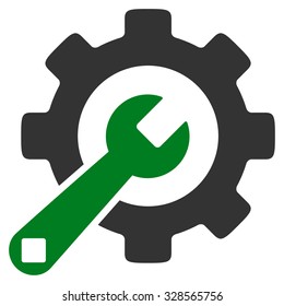 Service Tools vector icon. Style is bicolor flat symbol, green and gray colors, rounded angles, white background.