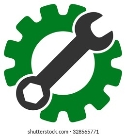 Service Tools vector icon. Style is bicolor flat symbol, green and gray colors, rounded angles, white background.