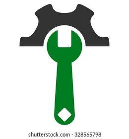 Service Tools vector icon. Style is bicolor flat symbol, green and gray colors, rounded angles, white background.