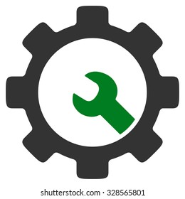 Service Tools vector icon. Style is bicolor flat symbol, green and gray colors, rounded angles, white background.
