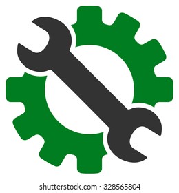 Service Tools vector icon. Style is bicolor flat symbol, green and gray colors, rounded angles, white background.