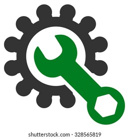 Service Tools vector icon. Style is bicolor flat symbol, green and gray colors, rounded angles, white background.