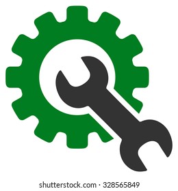 Service Tools vector icon. Style is bicolor flat symbol, green and gray colors, rounded angles, white background.