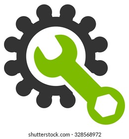 Service Tools vector icon. Style is bicolor flat symbol, eco green and gray colors, rounded angles, white background.