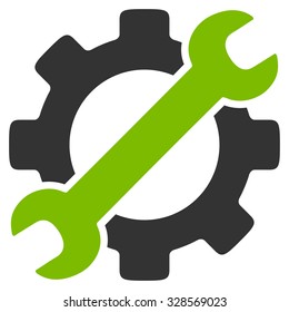 Service Tools vector icon. Style is bicolor flat symbol, eco green and gray colors, rounded angles, white background.