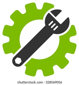 Service Tools vector icon. Style is bicolor flat symbol, eco green and gray colors, rounded angles, white background.
