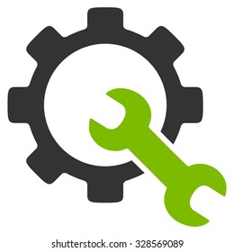 Service Tools vector icon. Style is bicolor flat symbol, eco green and gray colors, rounded angles, white background.
