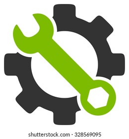 Service Tools vector icon. Style is bicolor flat symbol, eco green and gray colors, rounded angles, white background.