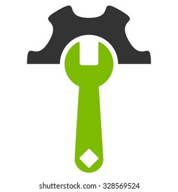 Service Tools vector icon. Style is bicolor flat symbol, eco green and gray colors, rounded angles, white background.