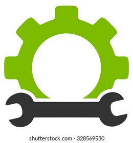 Service Tools vector icon. Style is bicolor flat symbol, eco green and gray colors, rounded angles, white background.