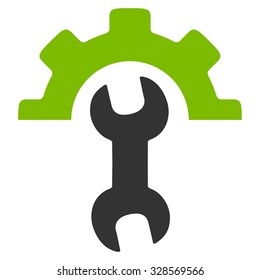 Service Tools vector icon. Style is bicolor flat symbol, eco green and gray colors, rounded angles, white background.