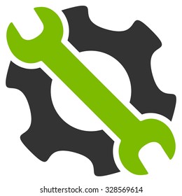 Service Tools vector icon. Style is bicolor flat symbol, eco green and gray colors, rounded angles, white background.