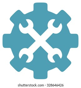 Service Tools vector icon. Style is flat symbol, cyan color, rounded angles, white background.