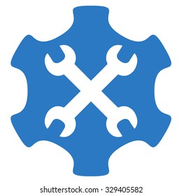 Service Tools vector icon. Style is flat symbol, smooth blue color, rounded angles, white background.