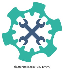 Service Tools vector icon. Style is bicolor flat symbol, cobalt and cyan colors, rounded angles, white background.