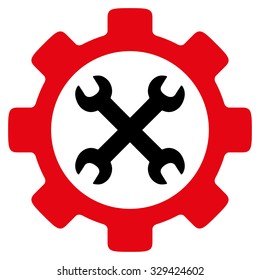 Service Tools vector icon. Style is bicolor flat symbol, intensive red and black colors, rounded angles, white background.