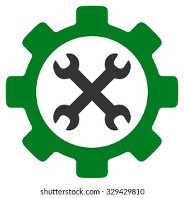 Service Tools vector icon. Style is bicolor flat symbol, green and gray colors, rounded angles, white background.