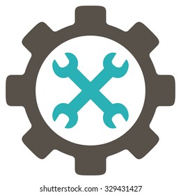 Service Tools vector icon. Style is bicolor flat symbol, grey and cyan colors, rounded angles, white background.