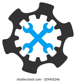 Service Tools vector icon. Style is bicolor flat symbol, blue and gray colors, rounded angles, white background.