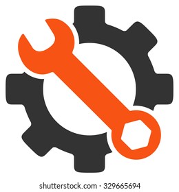 Service Tools vector icon. Style is bicolor flat symbol, orange and gray colors, rounded angles, white background.