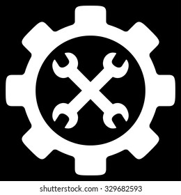 Service Tools vector icon. Style is flat symbol, white color, rounded angles, black background.