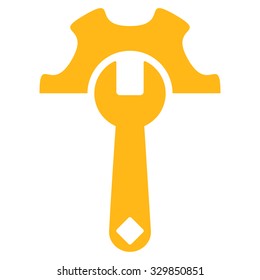 Service Tools vector icon. Style is flat symbol, yellow color, rounded angles, white background.