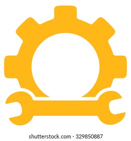 Service Tools vector icon. Style is flat symbol, yellow color, rounded angles, white background.
