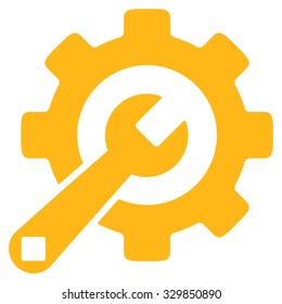 Service Tools vector icon. Style is flat symbol, yellow color, rounded angles, white background.