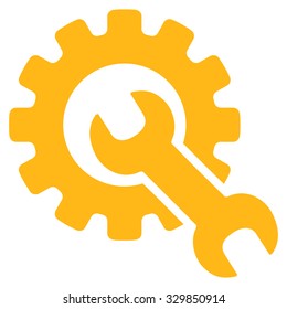 Service Tools vector icon. Style is flat symbol, yellow color, rounded angles, white background.