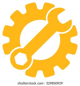 Service Tools vector icon. Style is flat symbol, yellow color, rounded angles, white background.