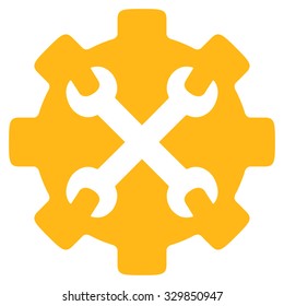 Service Tools vector icon. Style is flat symbol, yellow color, rounded angles, white background.