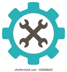 Service Tools vector icon. Style is bicolor flat symbol, grey and cyan colors, rounded angles, white background.