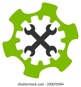 Service Tools vector icon. Style is bicolor flat symbol, eco green and gray colors, rounded angles, white background.