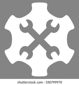 Service Tools vector icon. Style is flat symbol, white color, rounded angles, gray background.