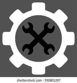 Service Tools vector icon. Style is bicolor flat symbol, black and white colors, rounded angles, gray background.