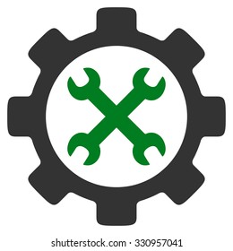 Service Tools vector icon. Style is bicolor flat symbol, green and gray colors, rounded angles, white background.