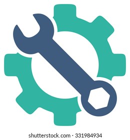 Service Tools vector icon. Style is bicolor flat symbol, cobalt and cyan colors, rounded angles, white background.