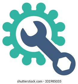 Service Tools vector icon. Style is bicolor flat symbol, cobalt and cyan colors, rounded angles, white background.